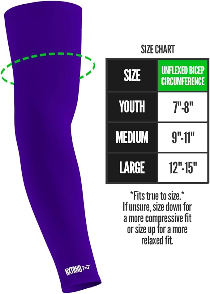 1 Pair Nxtrnd Compression Arm Sleeves for Men, Breathable Football, Basketball, Baseball Accessory, Adult & Kids