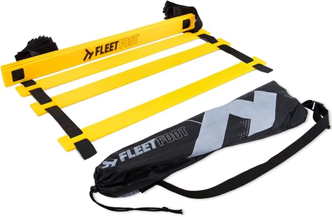Crown Sporting Goods Fleetfoot Speed & Agility Training Ladder – 6, 10, 16, or 20 Rung Rope Equipment for Athletic Footwork & Sports Drills (3m / 6 Rungs)