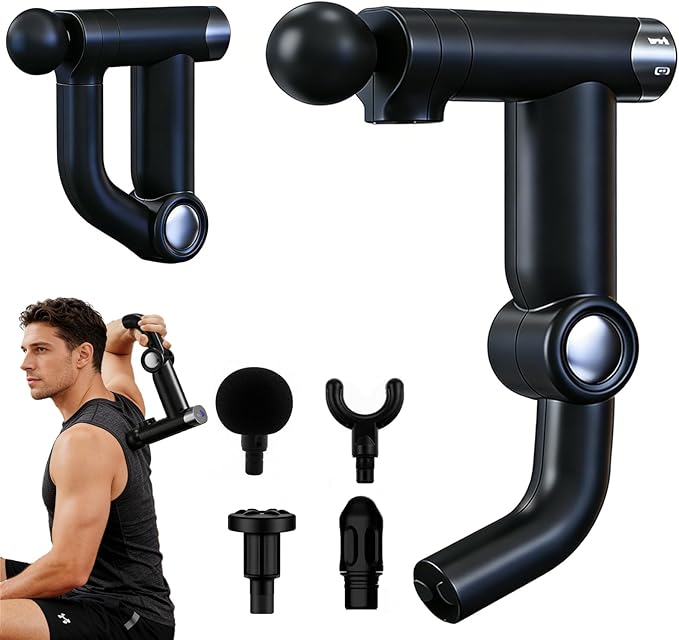 Foldable Massage Gun with Upgraded Extension Handle, 32 Speeds Massage Gun Deep Tissue - Back Massager for Pain Relief Deep Tissue, Muscles/Neck/Shoulders/Waist/Legs Massager