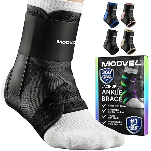 MODVEL Slim Lace Up Ankle Brace, Adjustable Ankle Braces for Men, Ankle Brace for Women, Ankle Support for Women – Figure 8 Ankle Brace Strapping with Soft Pads for Sprained Joint Stability Ankle Wrap