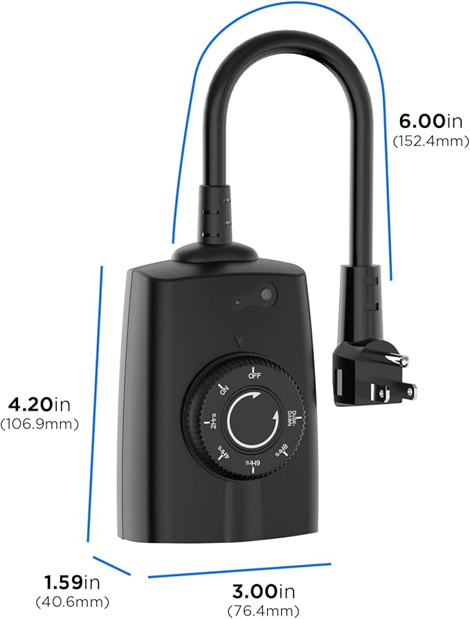 G-Homa Outdoor Dusk to Dawn Light Sensor Timer - 2Pack, Waterproof, 2 Grounded Outlets, 15A 1/2HP, CSA Listed