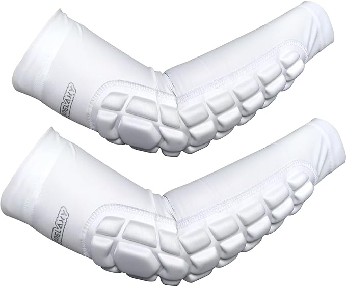 Frelaxy Padded Elbow Forearm Sleeves 2 Pack Compression Crashproof Arm Pads for Football Basketball Volleyball Soccer