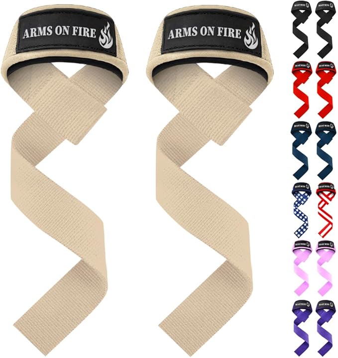 TECEUM Lifting Straps for Weightlifting Gym Strength Training - Wrist Straps with Neoprene Padded Cotton - Men & Women – Ideal for Powerlifting, Bodybuilding & Deadlifts