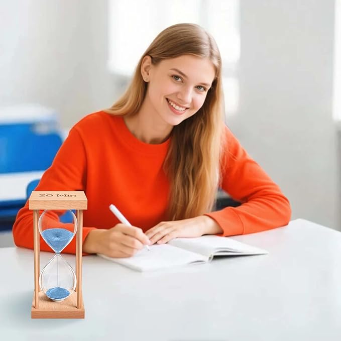 1 Minute Sand Timer, 1 Min Wood Small Hourglass Timer, Blue Sand Clock, One Min Wooden Hour Glass for Classroom, Sandglass, Reloj De Arena Decorativo, Home, Office, Game, Gift