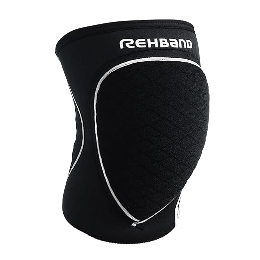Rehband Knee Pads for Volleyball, Handball & Indoor Sports, Neoprene Knee Sleeve Protector, Comfortable & Snug Fit, Shock-absorbing Sports Knee Pads Unisex, Colour:Black, Size:X-Small