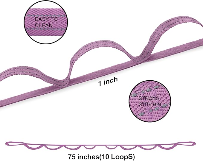 A AZURELIFE Premium Durable Stretch Straps with Loops, Stretching Strap for Physical Therapy, Multi-Loop Yoga Strap Fitness Exercise Strap for Yoga, Pilates, Dance, Flexibility&Exercise