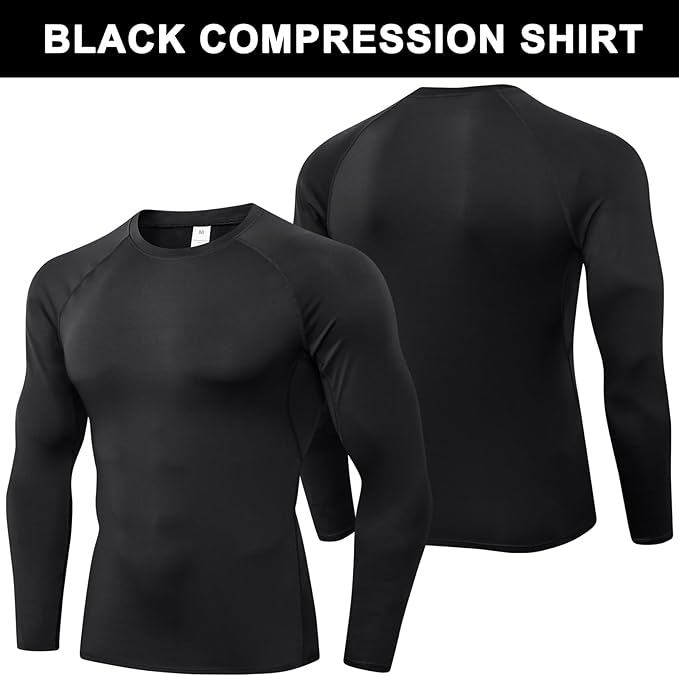 SPVISE 1 or 3 Pack Men's Compression Shirts Long Sleeve Workout Gym T-Shirt Running Top Cool Dry Sports Baselayer Undershirts