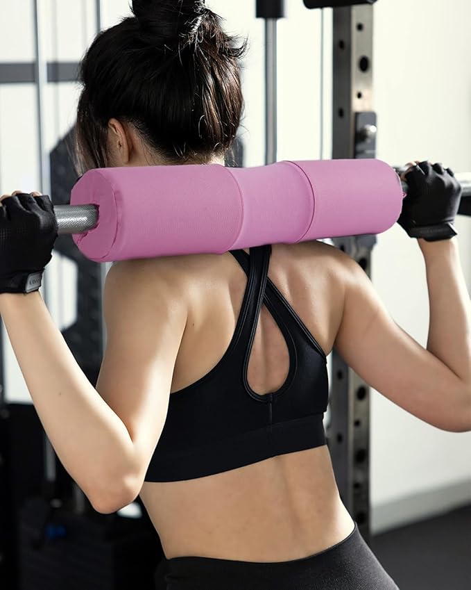 Barbell Squat Pad Set- Nylon Padding AntiSlip- Thick Foam Barbell Pad for Squats Cushion,Lunges&Bar Padding for Hip Thrusts -Standard Olympic Weight Bar Pad (Wrist Straps Weightlifting-Ankle Straps)