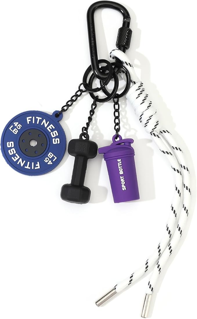 Fitness Keychain for Women Men Gym Dumbbell Barbell Kettlebell Keychain Bag Charms for Handbags Gifts for Gym Lovers