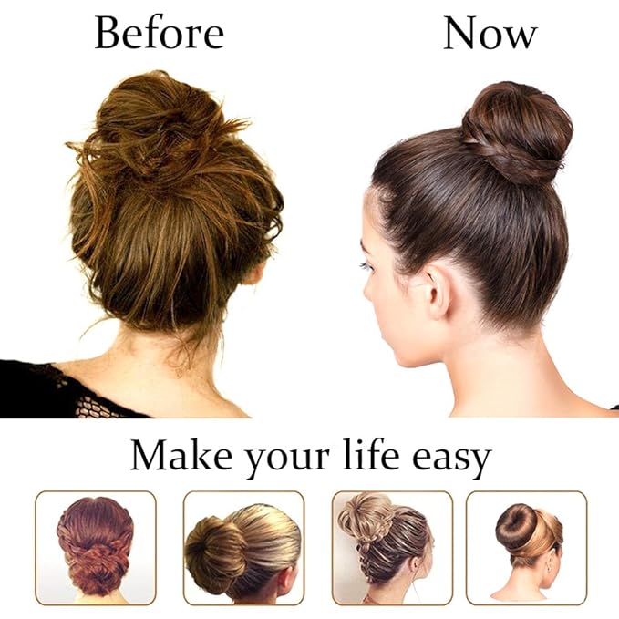 Ring Style Hair Bun Maker, 2PCS Chignon Doughnut Shaper for Short and Thin Hair (3 Inch/Black)