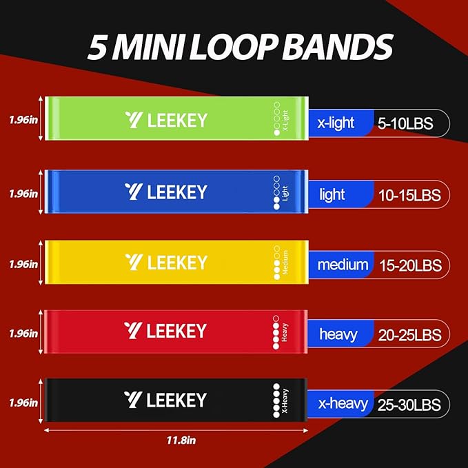 LEEKEY Resistance Bands, Exercise Bands with Bag, 5-85LB Home Strength Bands for Working Out, Travel, Gym Room, Physical Therapy - USA Original Patent
