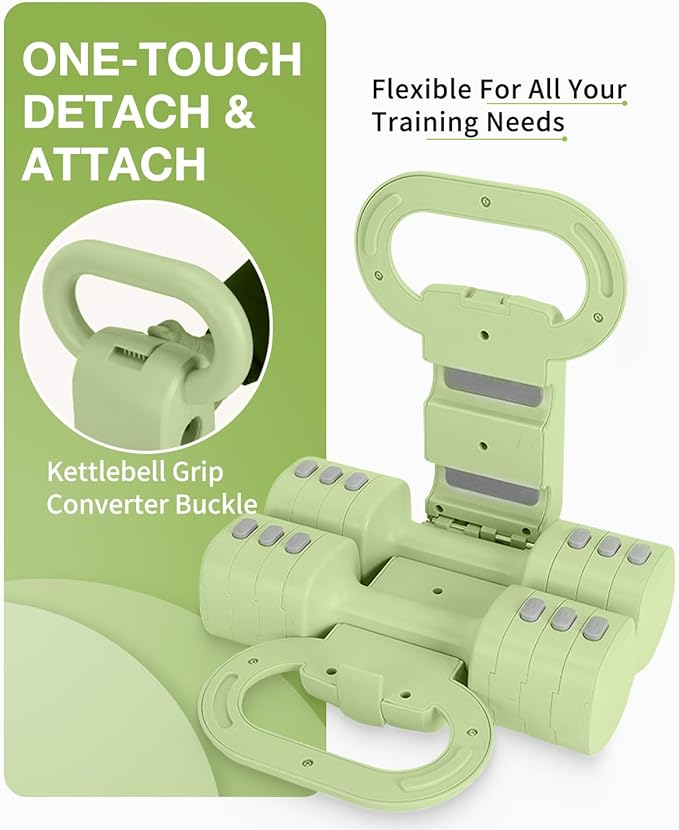 Adjustable 2-in-1 Dumbbell & Kettlebell Set, Free Hand Weight 4.4lb~11lb for Home Gym Training