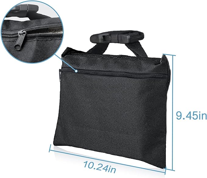 6 Packs Sand Bags - Heavy Duty SandBags for Backdrop Stand, SandBag for Weight, Weight Sand Bags with Zipper and Buckle Straps for Support Light Stand
