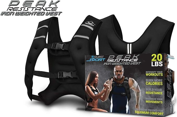 "Aduro Sport Weighted Vest Workout Equipment, 4lbs/6lbs/12lbs/20lbs/25lbs/30lbs Body Weight Vest for Men, Women, Kids"