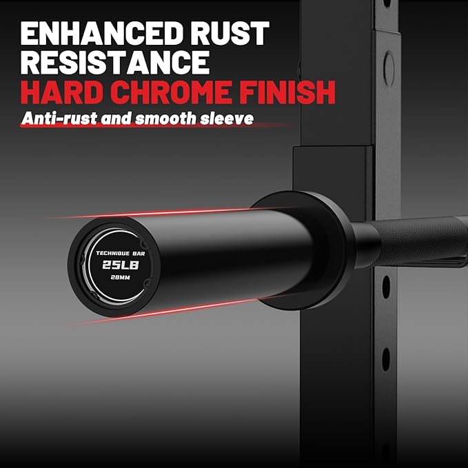 PAPABABE Olympic Barbell, 4ft/5ft/6ft/6.5ft Straight Barbell for Strength Training and Technique Adjusting, 2 inch Womens Olympic Bar with Moderate Knurling For Bench Press, Squats Curls Deadlifts Weightlifting