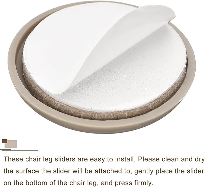 uxcell Furniture Sliders, 12Pcs 1 7/9" - Plastic Self-Adhesive Round Sliding Pads, Chair Glides for Carpeted Tile Vinyl Hardwood Floors (Grey)