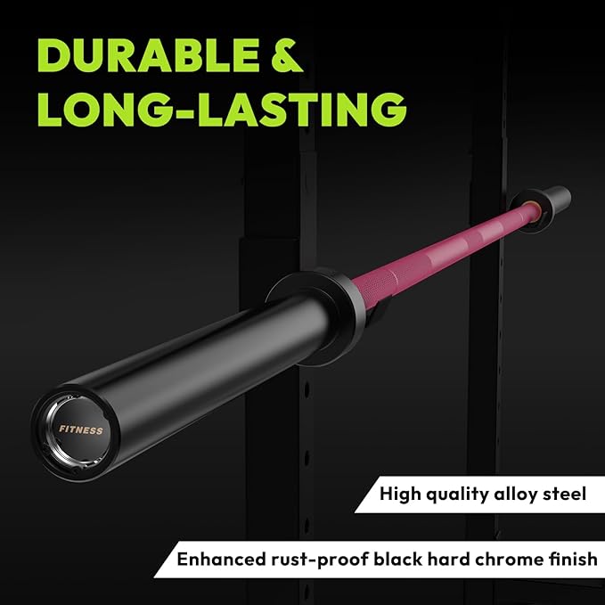 Olympic Barbell, 45lb 2-inch Weight Bar for Bench Press, 7ft Olympic Power Bar, 1000 lb/1500 lb High-Capacity, Hard Chrome, Knurled Grip, Strength Training Deadlift Weightlifting Squat