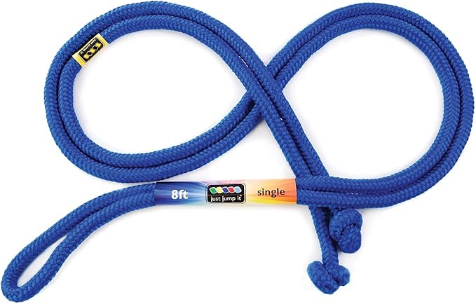 Just Jump It 8' Foot Single Jump Rope for Kids Women and Men - Active Outdoor Youth Fitness Excersing Equipment - Braided Nylon Gym Accessories