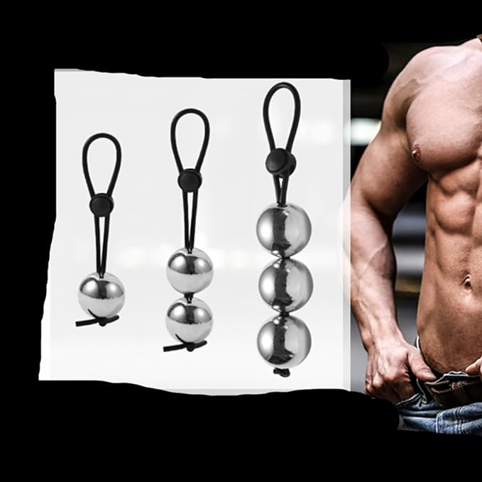 Men's Stretch Weighted Suspension Ball Ring, Progressive Endurance Trainer-USZF57 (25mm Silver Triple Ball)