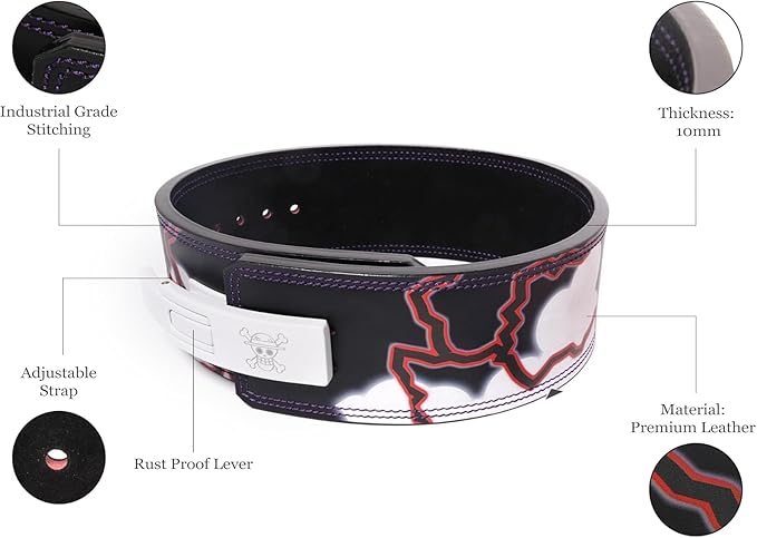 Anime Weight Lifting Lever Belt | 10mm Premium Leather Weightlifting Belt for Powerlifting, Bodybuilding, Deadlift, Squats, Exercise Workout | Heavy Duty Gym Belt Best for Men & Women