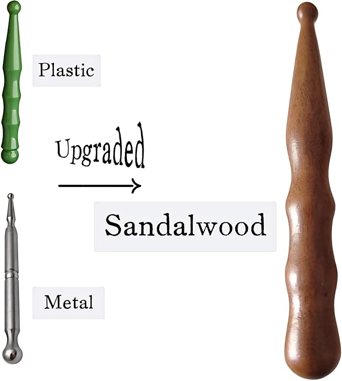 Sandalwood Acupoint Massage Pen, Traditional Wooden Acupressure Stick Reflexology Tool for Deep Tissue, Meridian Massage Tool for Body, Hand and Foot