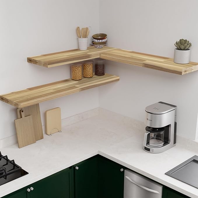Howizz Acacia Butcher Block Shelf 12" x 8ft x 1.5" Inches, Unfinished Solid Wood Shelf Board, Wooden Plank Board
