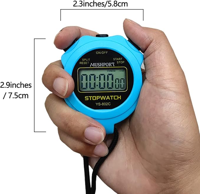 Stopwatch Timer Only Stopwatch Mode, ON/Off Silent Large Display Simple Operation, Without Clock Date Countdown, Digital Stop Watch for Sports Kids Coaches, Blue