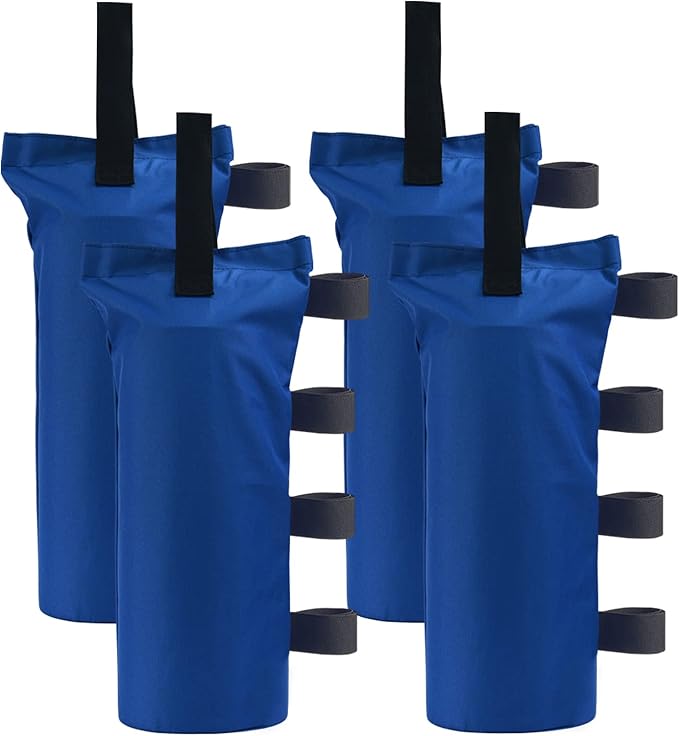 Joramoy Heavy Duty Canopy Weight Bags(120LBS) for Pop up Tent, Leg Canopy Weights Sand Bags for Instant Outdoor Sun Shelter Patio Umbrella,Set of 4, Blue(Without Sand)
