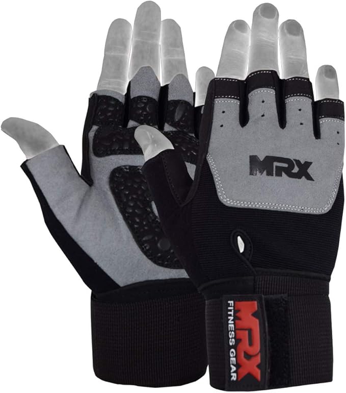 MRX Weight Lifting Pro Level Gloves with 18 Inches Long Wrist Strap Gym Workout Exercise & Fitness in