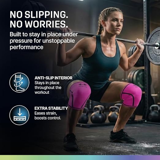 Modvel 7mm Neoprene Knee Sleeves for Men & Women Weightlifting & Powerlifting – Compression Knee Sleeve Support for Squats, Gym, Training – USPA, IPL Approved – Small Pink (Pair)
