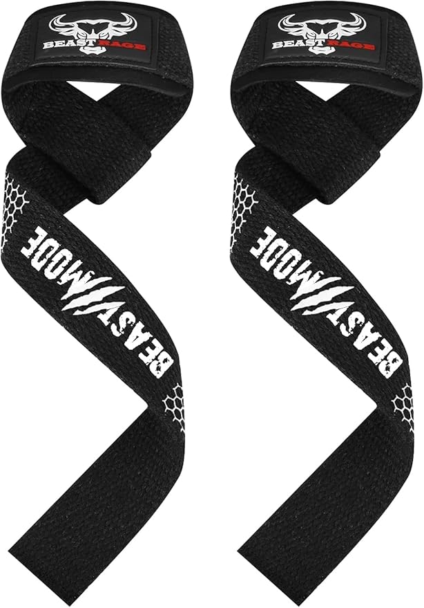 BEAST RAGE Lifting Wrist Straps for Weightlifting, Straps Gym Grip Power Workouts Lifting Straps Padded Cotton Men Women Wrap Lift, Deadlift Bodybuilding Weight Lifting Exercise Straps