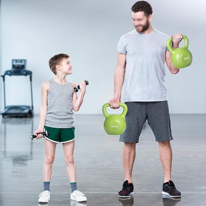 15lbs Kettlebell Set for Women Strength Training Vinyl Coated Kettle Bell with Comfortable Grip Wide Handle Home Gym Workout Weight Lifting Equipment
