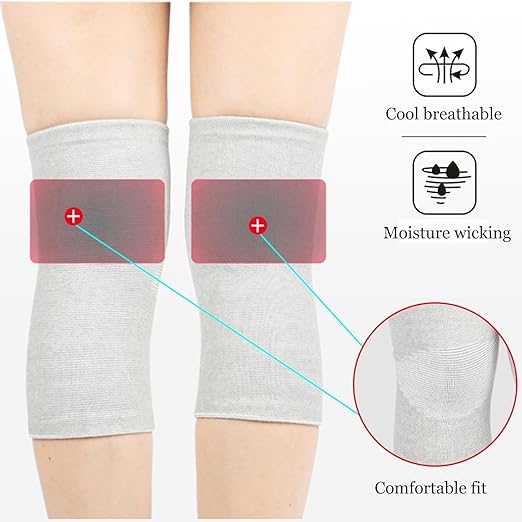 Bamboo Compression Knee Sleeve - Knee Sleeves for Women Men Knee Pain - Elastic Warm Knee Brace (Gray, Medium)