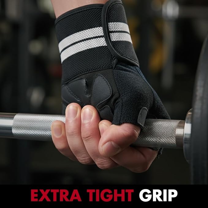 Fit Active Sports New Grip 2.0 Ventilated Weight Lifting Workout Gloves with Wrist Wraps for Gym Exercise, Weightlifting, Pull Ups - for Men & Women
