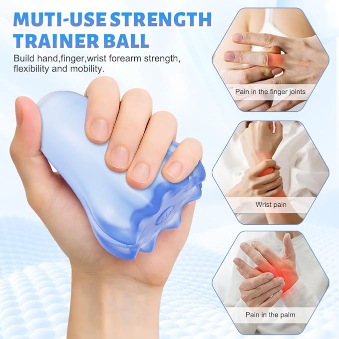 Mini Handheld Electric Massager, Ultra-Soft Squeeze Vibrating Massage Ball with 10 Modes, Waterproof Cordless TMJ Finger & Hand Massager for Stress Relief and Relaxation