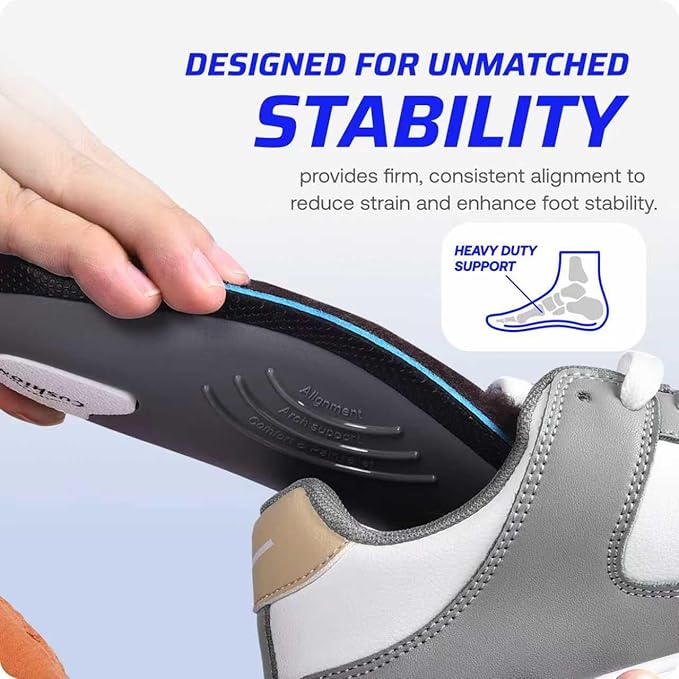 VALSOLE 250+lbs Winter Thermal Wool Insoles for Men Women,Plantar Fasciitis Orthotics Insert,for Flat Feet,High Arch,Foot Pain,Standing All Day Boot Work Shoe Warm Insoles(327mm)