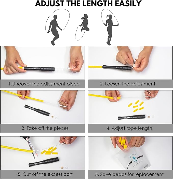 Segmented Jump Rope for Fitness and Exercise - Adjustable Jump Ropes with Plastic Handles - Tangle-Free Skipping Rope for Crossfit, Gym, Cardio and Endurance Training - Jumping Rope for Workout
