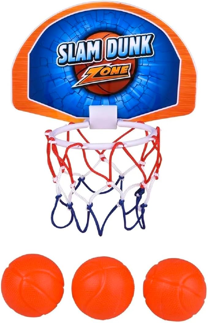 Zugar Land Bath Time Mini Basketball Slam Dunk Zone Shooting Game (6") 3 Balls That Float Included. Suctions to The Wall. Plastic. Bathtub Toy for Boys and Girls. (1 Set)