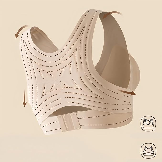 Posture Bras for Women Front Closure Wireless Posture Corrector Bra with Back Support Push Up No Underwire Bralettes