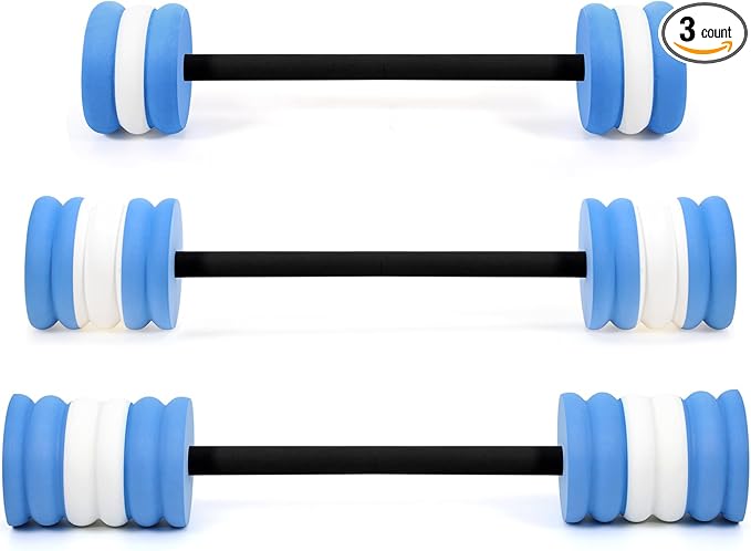 Soulchen 3 Pcs Long Aquatic Exercise Dumbbells Swim Barbells 25'' 29'' 33'' Foam Water Weight Dumbbell Pool Barbells with High Density EVA Foam for Swim Water Aerobics Fitness Loss