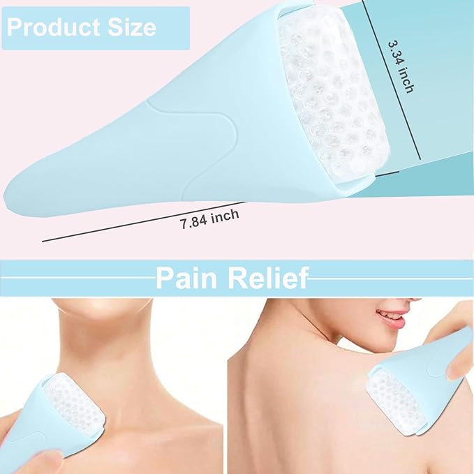 Ice Roller for Face, Face Roller-Cold Massage Stick for Cooling and Calming Puffiness Wrinkles Fine Lines - Skin Care Tools- Self Care Gifts for Women Men (Light Blue)