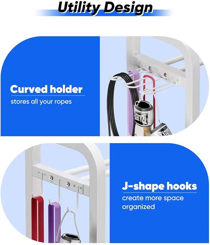 Adjustable Dumbbell Rack, Weight Storage Stand Holder for Dumbbells & Kettlebells, Heavy-Duty Home Gym Organizer with 6 Hook for Home Gym Equipment Accessories (Rack Only)