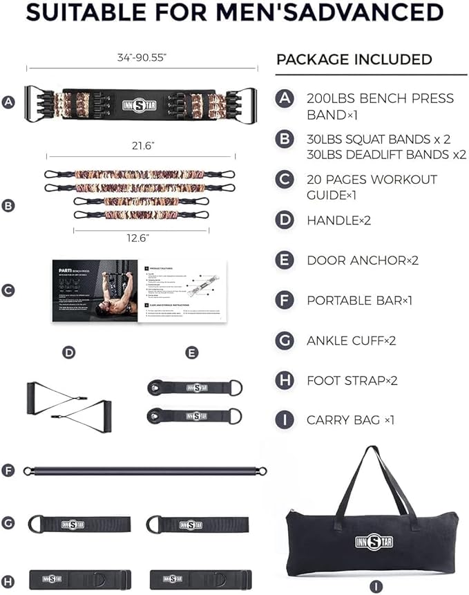 Innstar Multi-Function Resistance Bands for Working Out, Push Up Exercise Bands Resistance Bands Set for Bench Press Gym Equipment, Home Workout, Travel Portable