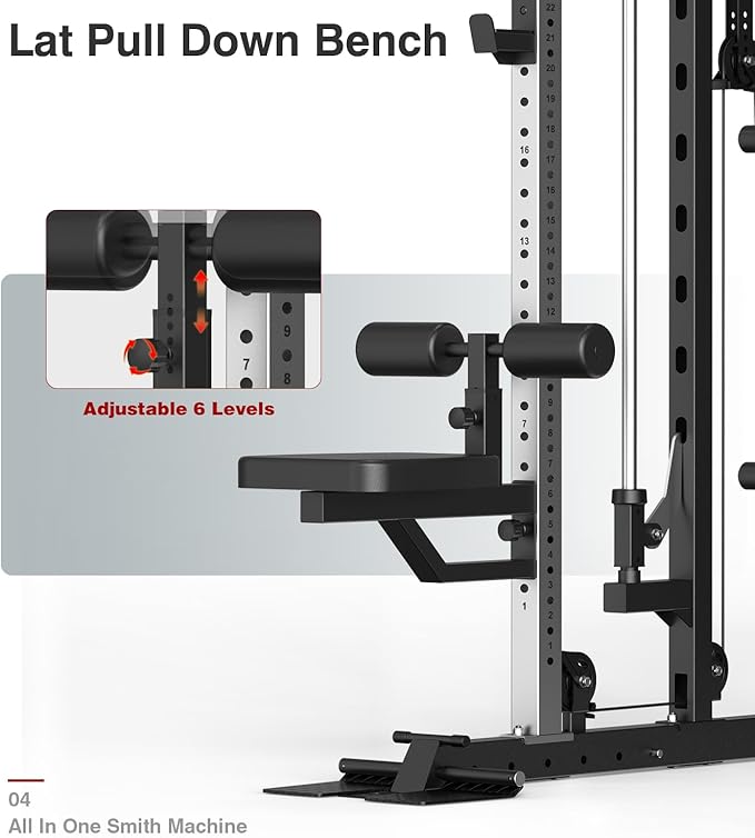 DONOW Smith Machine with Weight Stacks, Multi Function Home Gym System Training Power Cage Squat Rack Dual Cable Crossover Machine All in One
