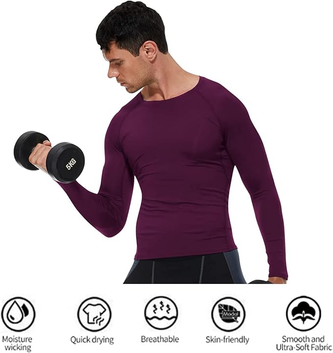 SPVISE 1 or 3 Pack Men's Compression Shirts Long Sleeve Workout Gym T-Shirt Running Top Cool Dry Sports Baselayer Undershirts
