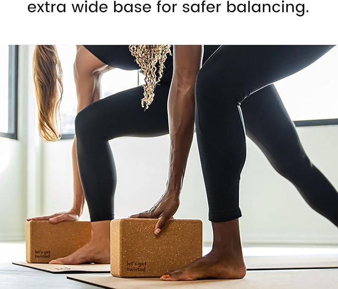 Cork Yoga Blocks 2 Pack – High Density Non Slip with Select Cork Grain for Chip-Resistant Durability | Extra Thick 4” for Support & Stability | Natural, Smooth, and Crumble Free | Body By Yoga