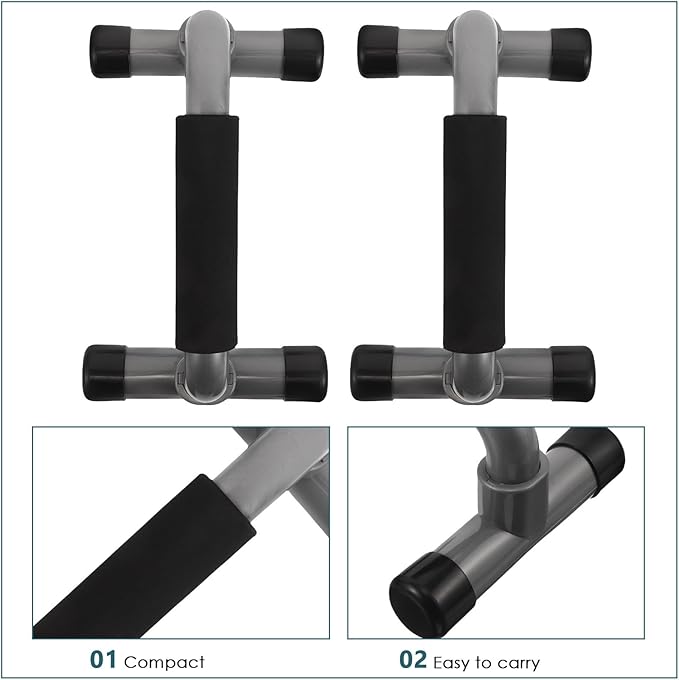DOITOOL Compact H-shaped Push up Brackets Pair, Anti-slip Parallette Bars for Chest Exercise, Portable Fitness Equipment for Home Gym and Travel Workout