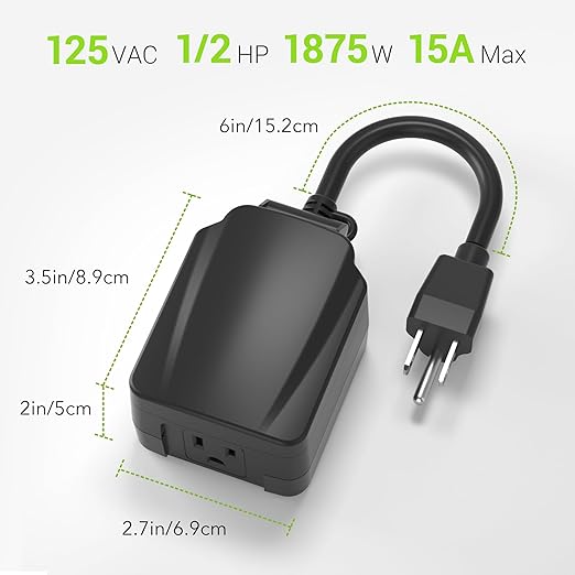 BN-LINK 24 Hour Heavy Duty Mechanical Timer, Outdoor Timer Outlet Waterproof with 30 Minutes Intervals, 1 Grounded Outlets for Christmas Lights Pool Pump,15A 1/2HP, ETL Listed