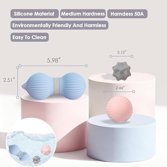 Silicone 3-Piece Massage Ball Set - Peanut, Textured and Spiky Lacrosse Balls to Relieve Tension,Muscle Knots & Plantar Fasciitis with Deep Tissue Release for Foot,Back,Hip,Arm & Legs