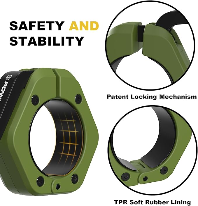 POWER GUIDANCE Barbell Collars Barbell Clips, ONLY for 2 inch Olympic Barbell Clamps, Weight Clamps Quick Release Barbell Collar for Olympic Lifts and Strength Training (Dark Green)